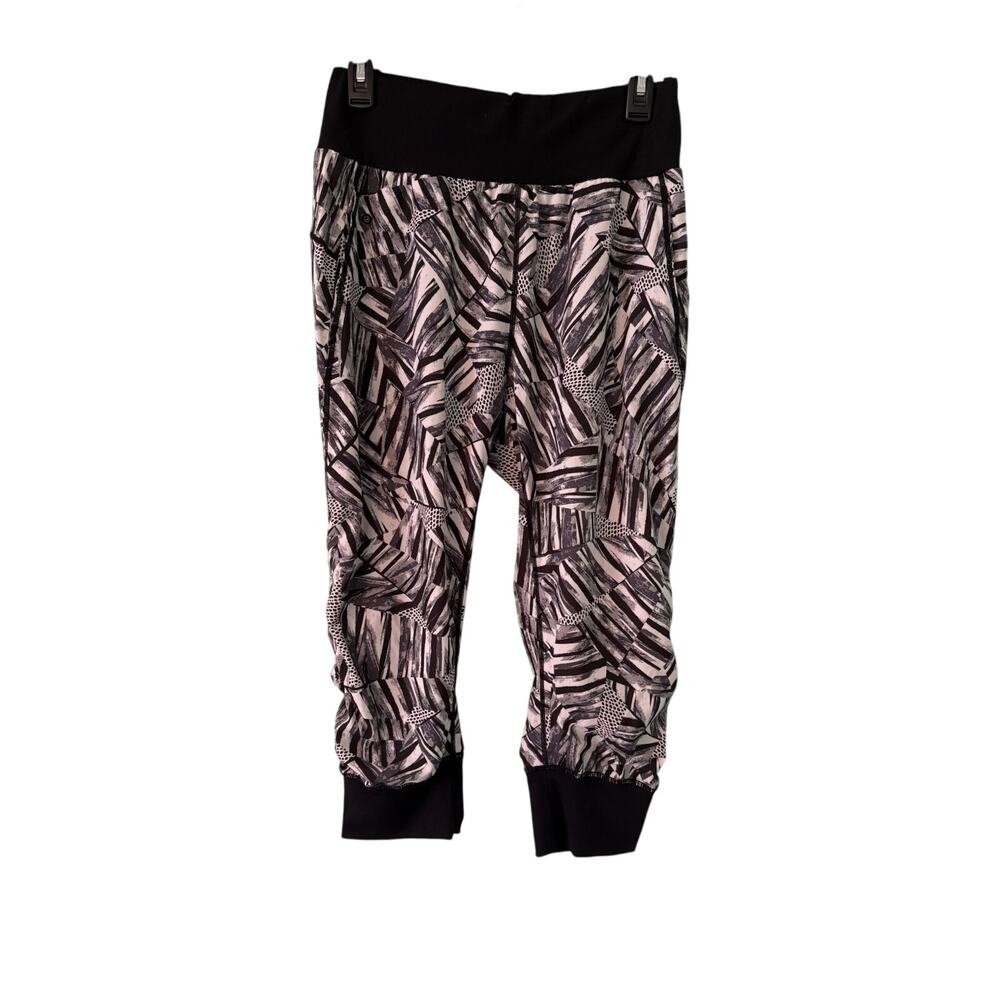 ZELLA Womens SP Black White Pocket Capri Joggers Relaxed Fit Graphic Print Large